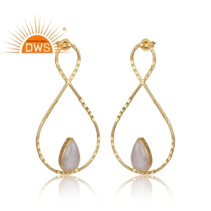 Fancy Design Gold Plated 925 Silver <b>Earrings</b> Supplier Rainbow <b>Moon</b> <b>Earrings</b> Natural Gemstone Jewelry - Product Image 2