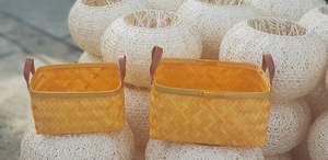 Cesta de bambú con asas de cuero, nuevo diseño, cesta de bambú, Vietnam - Product Image 4