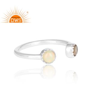 Bague en pierre précieuse en Quartz fumé naturel et opale éthiopienne, vente en gros, bijoux en argent fin, tendance, 925, nouvelle collection - Product Image 3
