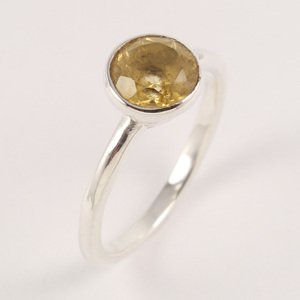 แหวนซิทรีนทรงกลม7มม. ธรรมชาติสำหรับเด็กผู้หญิงใช้เป็นประจำทุกขนาด4ถึง10 925แหวนใส่ประจำวันขายส่งผู้จำหน่ายขายส่ง - Product Image 1