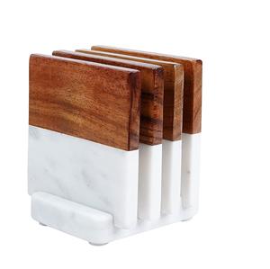 Sous-verre en bois et marbre pour support en marbre, dessous de verres en pierre grise, à vendre, cadeau de bienvenue, nouvelle collection - Product Image 1