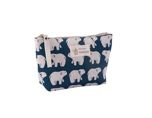 Sac à cosmétiques en toile à imprimé personnalisé avec une fermeture éclair en métal, sac de rangement en coton - Product Image 4