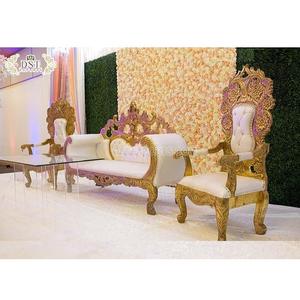 ชุดโซฟาสีขาวทองสำหรับงานแต่งงานสุดหรู,ชุดโซฟาแต่งงานนกยูงจากนักออกแบบงานไม้ชุดดีลักซ์สำหรับโซฟาควีนแต่งงานคิงไซส์ - Product Image 1