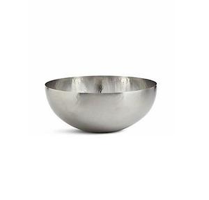 Frutero de metal moderno martillado en plata con forma redonda de trabajo elegante, cuenco para servir con soporte de metal dorado - Product Image 2