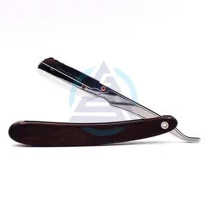 Wood Handle Barber Cut throat Straight Razor/ Shavette for Men Stainless Steel Blade Arm with Clip Closure Wholesale Supplier