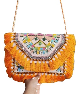 Boho กระเป๋าถือสไตล์ดั้งเดิมประดับลูกปัดกระเป๋าคลัทช์แบบมีสายสะพายกระเป๋าคลัทช์หนังออกแบบล่าสุดมีลวดลายลูกไม้ - Product Image 1