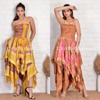 Nouvelle arrivée Robe maxi en soie Style smock Robe maxi longue Boho Mode d'été Style européen Robe maxi longue
