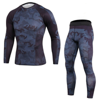 Conjunto Deportivo para Hombre, Leggings de Compresión para Correr, Camiseta de Manga Larga, Transpirable, de Secado Rápido, para Fitness, Gimnasio y Entrenamiento