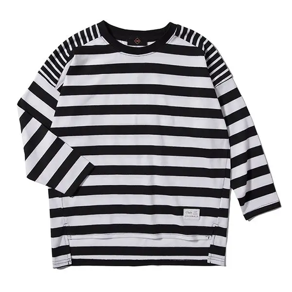 Wholesale 2020 custom wholesale black and white striped Long Sleeve kids tshirt baby oem plain design boys t shirts