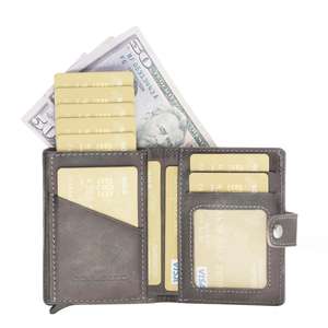 Cartera plegable delgada hecha a mano de cuero genuino con bloqueo RFID, tarjetero de diseño minimalista para hombres y mujeres, tarjetas con botones Bouletta - Product Image 4