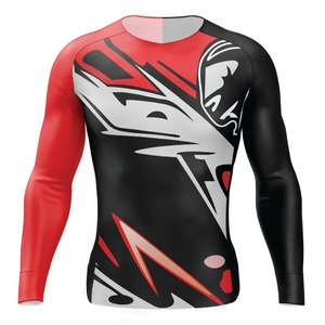 Couleurs et tailles personnalisées en gros Imprimé numérique MMA/BJJ/Surfing Rash Guards pour hommes-Polyester/Spandex Fabric - Product Image 4