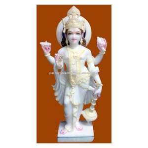 Makrana White Marble Beautiful Indian God Vishnu <b>Statue</b> - Product Image 1