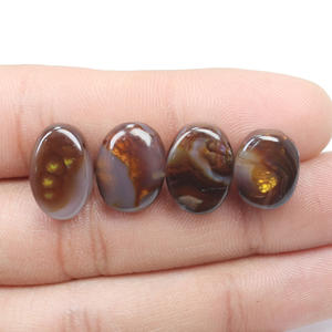 Lote de 4 Cabujones de Ágata de Fuego Mexicana Natural de Grado AAA, Corte Ovalado Liso, de 13x10mm a 16x10mm, 35 Quilates, para Fabricación de Joyas - Product Image 6