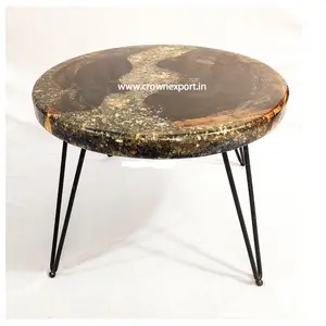 Epoxy Resin top Center table modern Wooden Coffee Table Epoxy table Elegant Wooden Crystal design With Hair pin legs for decor