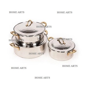 Plat de service alimentaire en acier inoxydable martelé, forme ronde, taille personnalisée, par Home Arts - Product Image 2