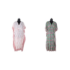 ชุดเดรส2025สำหรับเด็กผู้หญิง/ผู้หญิงผ้าฝ้ายแท้ Kaftan จากอินเดียพิมพ์ลายบล็อกมือคุณภาพสูง - Product Image 1