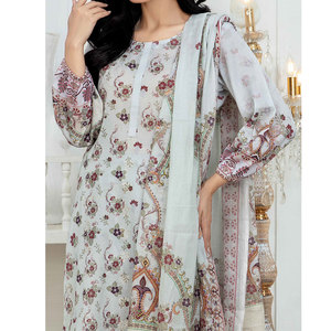 Haute qualité prêt-à-porter tenue décontractée pour les femmes meilleure robe de pelouse imprimée en gros avec logo personnalisé motif solide - Product Image 5