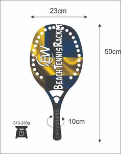 ไม้เทนนิสชายหาดแบบสั่งทำพิเศษ หน้าไม้ 20 มม. น้ำหนัก 310-330 กรัม ความยาว 50 ซม. ด้ามจับคาร์บอนไฟเบอร์ และตาข่ายคาร์บอนไฟเบอร์ผสมใยแก้ว - Product Image 4