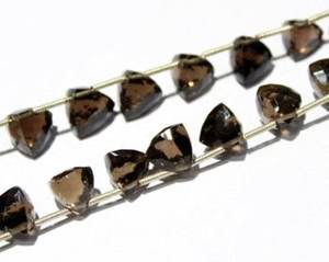 Cuentas sueltas de piedras preciosas de cuarzo ahumado facetadas con forma de trillón natural al por mayor para hacer collares/pulseras por hebra - Product Image 3