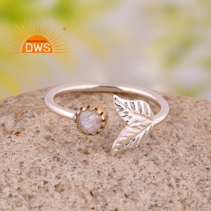 Anillo de Plata de Ley Fina con Piedra Lunar Arcoíris Natural en Forma de Cola de Delfín, Último Modelo 2026, para Fabricantes de Joyería - Product Image 2