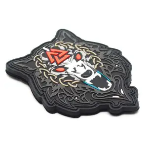 hook and loop backing custom 3D soft rubber wolf tactical PVC patches