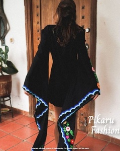 ชุดเดรสแขนยาวปักลาย Kaftan ชุดเดรสสั้นหรูหราใส่ไปทะเลแขนกว้างใส่ไปทะเลใส่ฤดูร้อน - Product Image 4