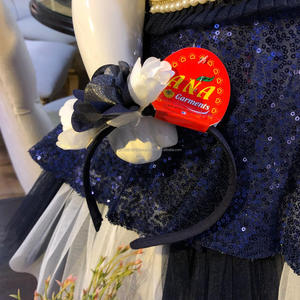 Robe fantaisie en laine à fleurs pour bébé fille Robe de soirée formelle à double volant avec bandeau - Product Image 5