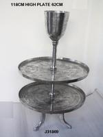Vente chaude support de fruits en fonte d'aluminium à trois niveaux en laiton brut finition mariage anniversaire décoration fête décor gâteau stand