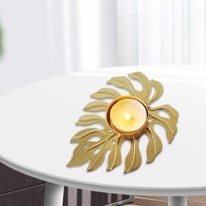 Porte-chandelier feuille d'or plateau chauffe-plat support pour maison pub bar mariage hôtel famille cheminée table pour la décoration de la maison - Product Image 2