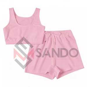 Conjunto de 2 piezas de ropa deportiva para mujer, set de Top corto y pantalones cortos transpirables de secado rápido para gimnasio, venta al mejor precio - Product Image 6