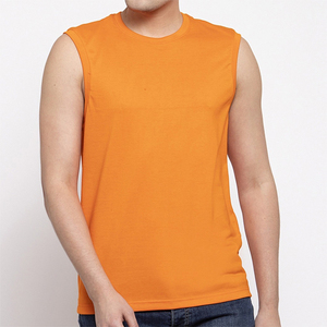 เสื้อกล้ามผ้าฝ้าย100% สำหรับผู้ชาย,เสื้อผ้าออกกำลังกายแบบลำลองสีล้วนไม่มีปกเสื้อระบายอากาศได้สำหรับฤดูร้อน - Product Image 1