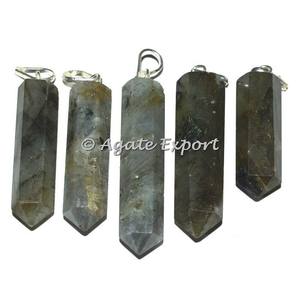 Vente en gros de pendentifs de charme de crayon en cristal d'agate classique avec placage de cuivre antique - Product Image 2