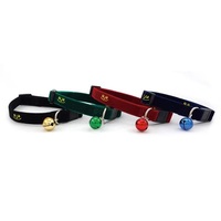 Collier de sécurité réglable en nylon doux pour chat, avec boucle de sécurité détachable, rembourrage en velours floqué confortable, imprimé, petite clochette intégrée
