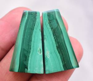 Malaquita Natural única, cabujón de lujo, piedras preciosas sueltas, par, muy atractivo - Product Image 3