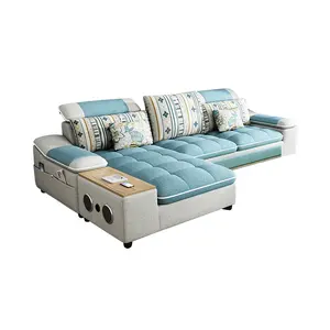 Sofá moderno em forma de l, pequeno espaço design sofá conjunto de cama