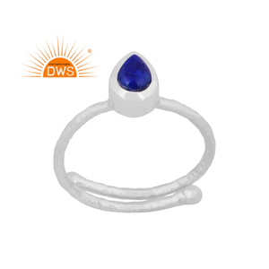 925 argent Sterling fin naturel Lapis Lazuli pierres précieuses bague empilable bijoux pour femmes cadeau pour elle - Product Image 1