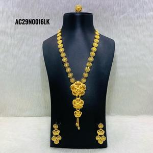 ชุดเครื่องประดับสร้อยคอยาวลายดอกไม้ชุบทอง1กรัม,สำหรับงานแต่งงานงานเลี้ยงสำหรับสุภาพสตรี - Product Image 1