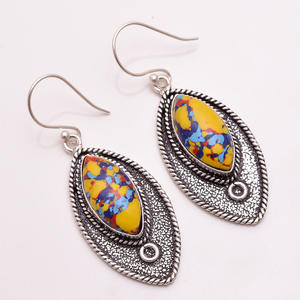 Boucles d'oreilles personnalisées plaquées en argent Sterling, bijoux en pierres précieuses turquoises, bijoux jade - Product Image 4