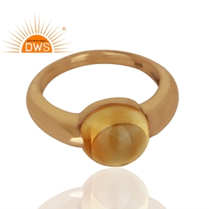 Latest Selling 925 Sterling Silver 18K Flash Gold Plated Natural <b>Citrine</b> Gemstone Band Ring Wedding Demi Fine Jewelry Women - Product Image 2