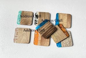 สไตล์หรูหราไม้และเรซิ่นสแควร์สีน้ําตาลที่รองแก้วสํานักงานปาร์ตี้และร้านอาหารวันเกิดเครื่องครัวโต๊ะตกแต่งใช้ - Product Image 2