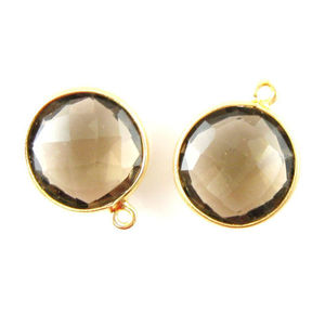 Pendentif Quartz fumé en argent 925 fait à la main breloques avec lunette plaquée or bijoux en pierres précieuses naturelles cadeaux religieux chrétiens - Product Image 1