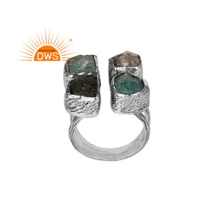 Oxidized 925 Sterling Silver Multi Gemstone <b>Statement</b> Band <b>Ring</b> Jewelry <b>For</b> <b>Women</b> Gift <b>For</b> Her Custom Jewelry - Product Image 1