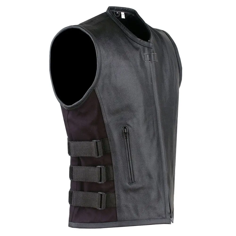 Sports Men Fashion High Quality Leather Motorbike Vest Outdoor Leather Winter Vest Motorcycle Custom Style Vest