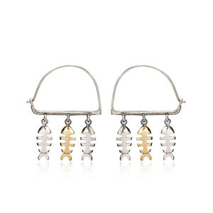 Peu Fishbonbe Plaine Vintage Boucles D'oreilles Fabriqués À La Main En Gros 925 Bijoux en Argent Sterling - Product Image 1