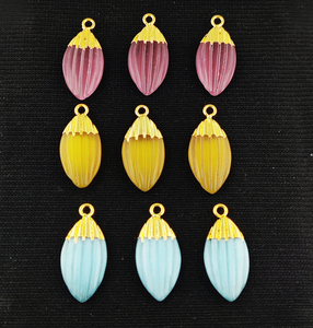 จี้หินอัญมณีสีชมพูรูปมาร์คีส์-จี้ชุบทองสำหรับต่างหูและสร้อยคอ - Product Image 6