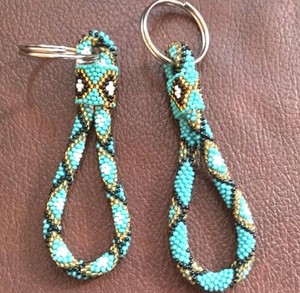 Hand Knitted Beaded Car <b>Key</b> Chain Stylish and Unique Accessory - Product Image 3