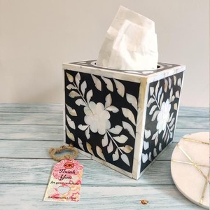 Boîte à mouchoirs de luxe personnalisée faite à la main Incrustation d'os en bois de haute qualité pour la maison ou les hôtels - Product Image 5