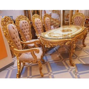 Juego de Comedor de Madera de Teca de Estilo Moderno y Diseño de Mansión Real, Lujoso, Completamente Tallado, para 8 Personas, Color Personalizable, Tamaño Personalizable - Product Image 1