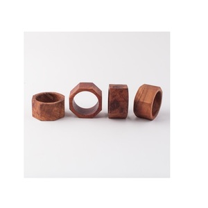 Soporte único para anillo de servilletas, forma hexagonal, colección de anillos básicos, color madera, decorativo - Product Image 6