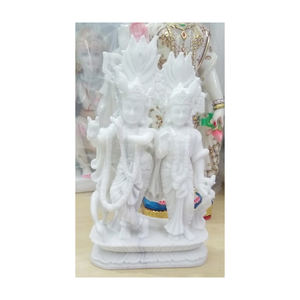Unfinished White Marble Radha Krishna Sculpture - Product Image 1